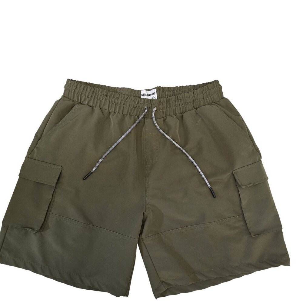 Sovereign Code Mens Olive Green Cargo loop Shorts - Elastic Waist Drawstring XL